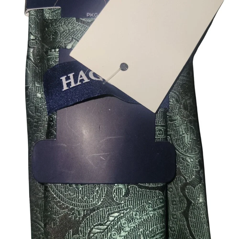 Haggar Mens Paisley Sage Green Tie One Size 100% Polyester New With Tags Stylish